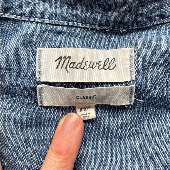 Madewell Denim Look Long Sleeve Button Up Sz XXS - Picture 5 of 6